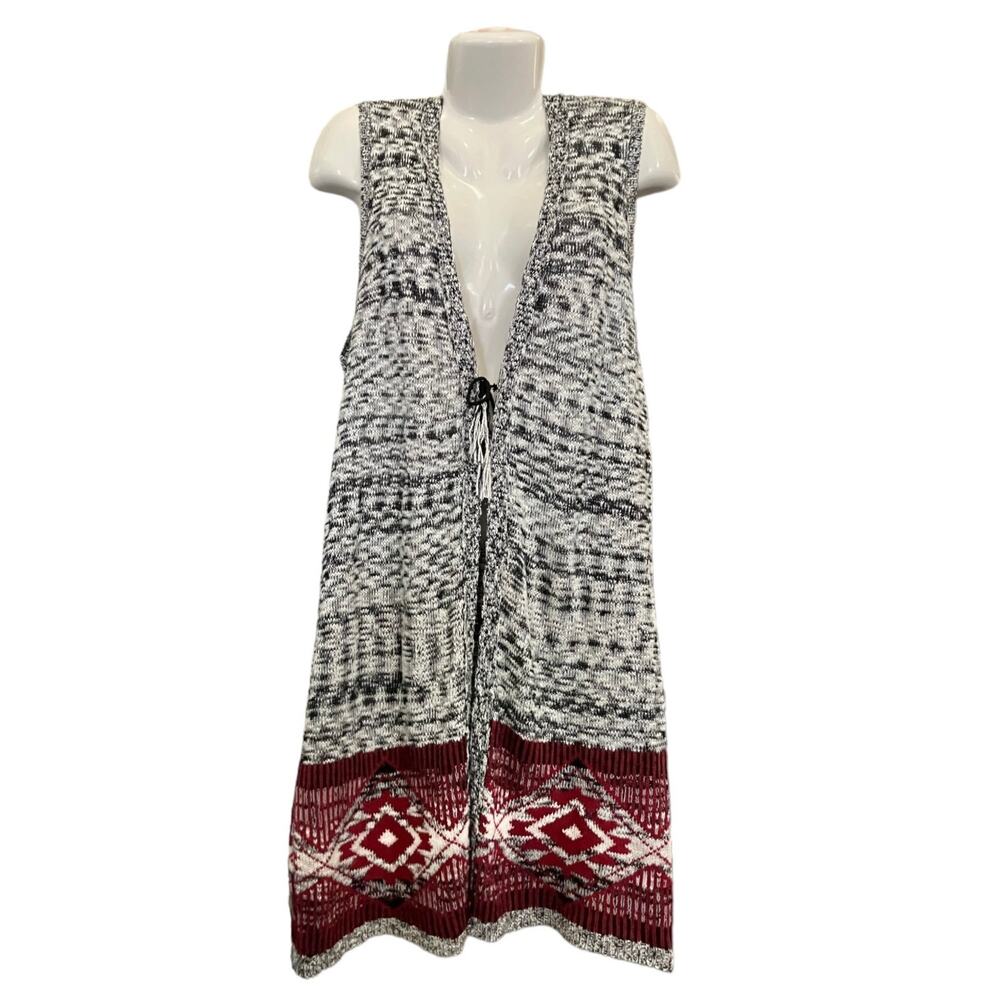 Almost Famous Women's Multicolor Slub Marled Vest Tassel Tie Sweater Vest 2X - Picture 3 of 13